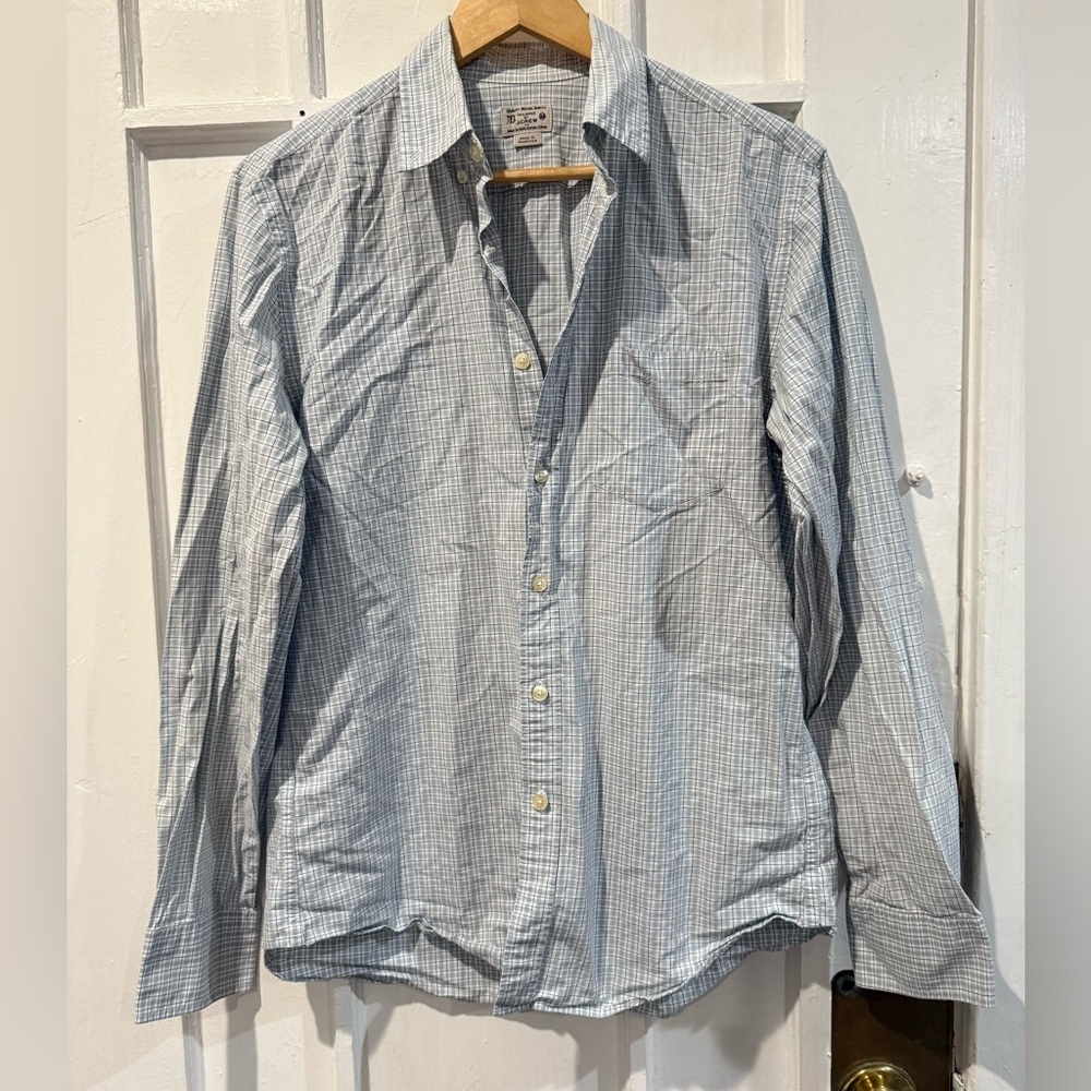 J. Crew Light Blue Checked Button-Down Shirt